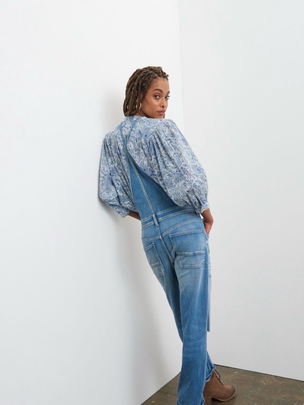 Anthropologie Pilcro and the Letterpress Light Blue Denim Button-Front Overalls
